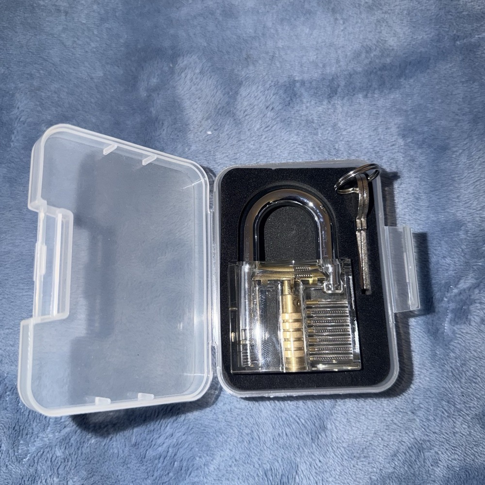 Padlock with 2 keys and Clear Case‎ (Transparent). By Lockmall. NEW.